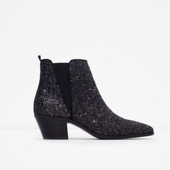 black sequin block heels